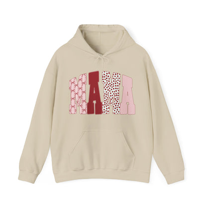 Mama Arc Lettering Hoodie — Pink Patterned Mama Pullover