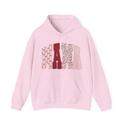 Mama Arc Lettering Hoodie — Pink Patterned Mama Pullover