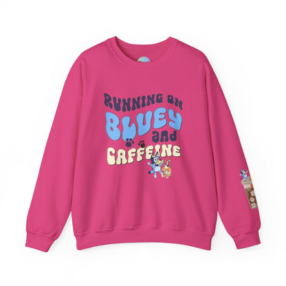 Running on bluey & caffeine Unisex Heavy Blend™ Crewneck Sweatshirt