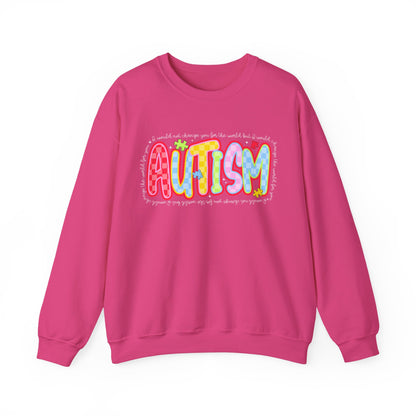 Autism Awareness Crewneck Sweatshirt — Colorful Puzzle Heart Design