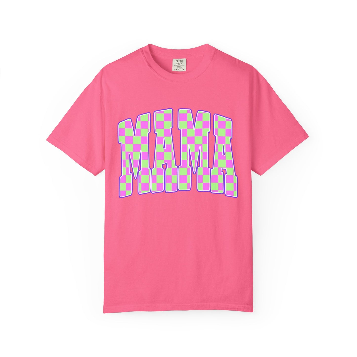 Mama colorful checkered Unisex Garment-Dyed T-shirt