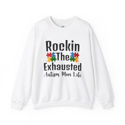 exhausted autism mom Unisex Heavy Blend™ Crewneck Sweatshirt