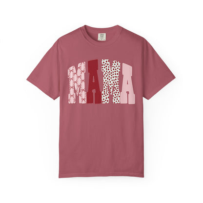 Mama Arch Text T-Shirt — Pink Patterned Mama Tee