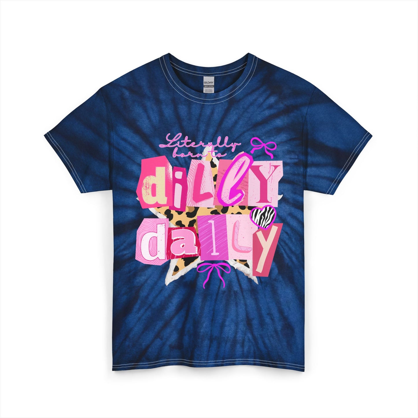 Dilly Dally Tie-Dye Tee — Playful Blue Graphic T-Shirt