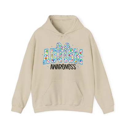 Autism Awareness Hoodie — Colorful Puzzle Ribbon Design