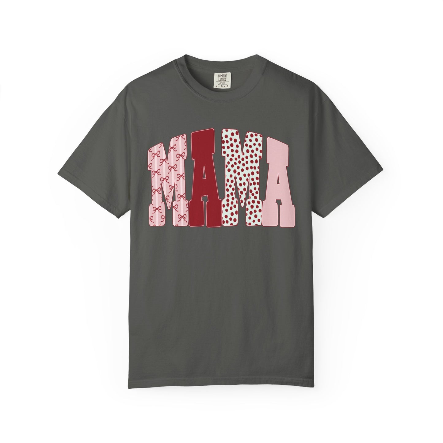 Mama Arch Text T-Shirt — Pink Patterned Mama Tee