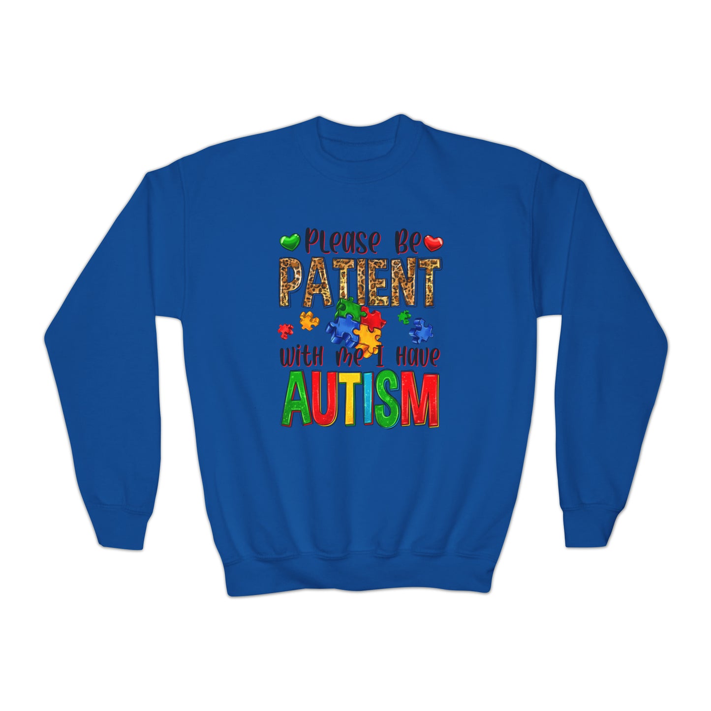 Please be patient I have autism Youth Crewneck Sweatshirt