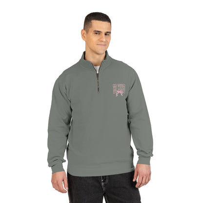 Quarter-Zip Sweatshirt — 'Be Kind' Pink Graphic