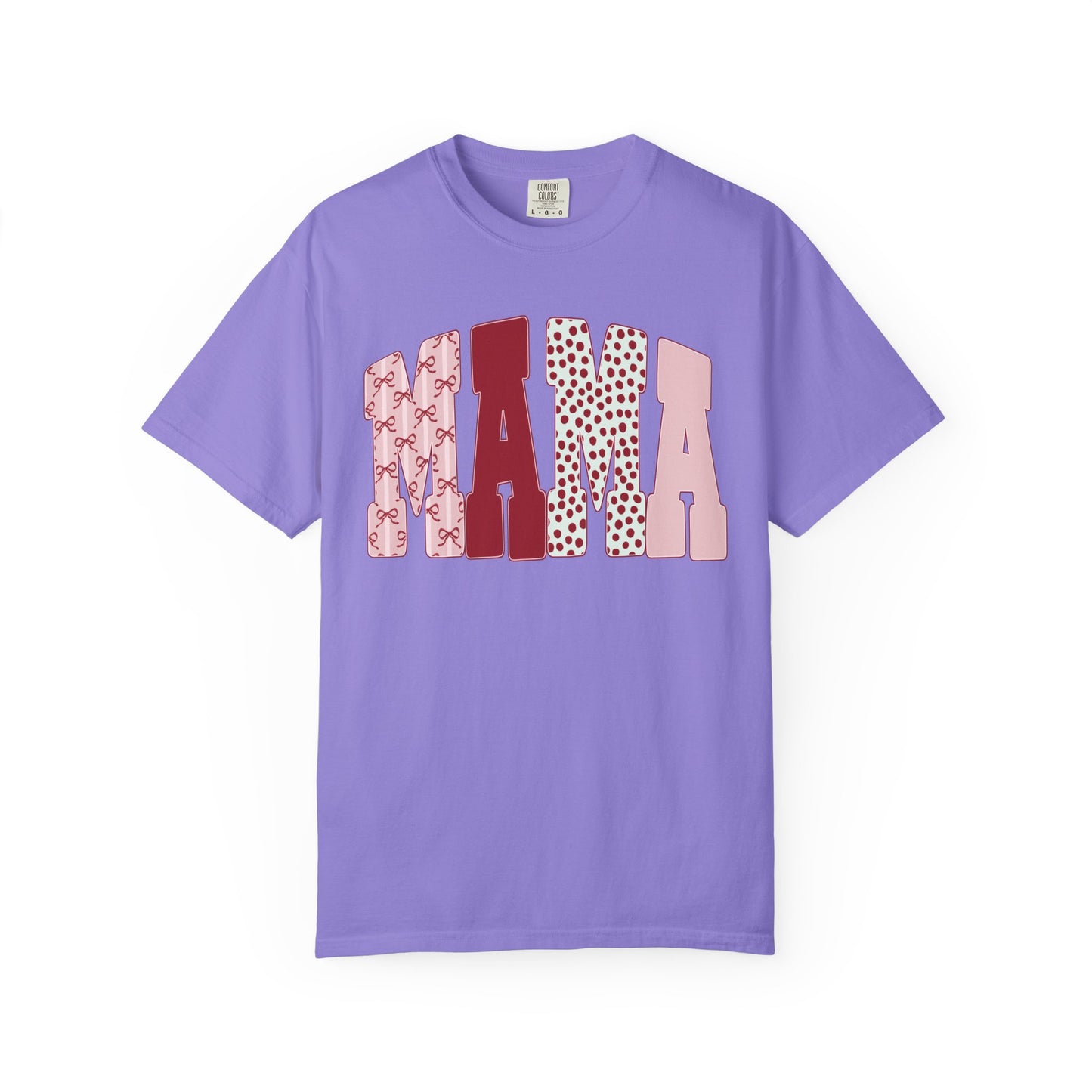 Mama Arch Text T-Shirt — Pink Patterned Mama Tee