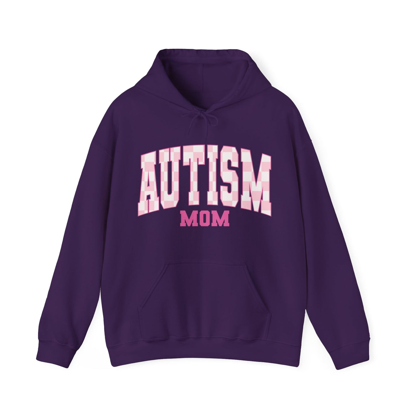 pink varsity autism mom Unisex Heavy Blend™ Hooded Sweatshirt