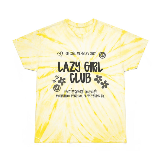 Lazy Girl Club Tie-Dye Tee — Yellow Cyclone Graphic T-Shirt