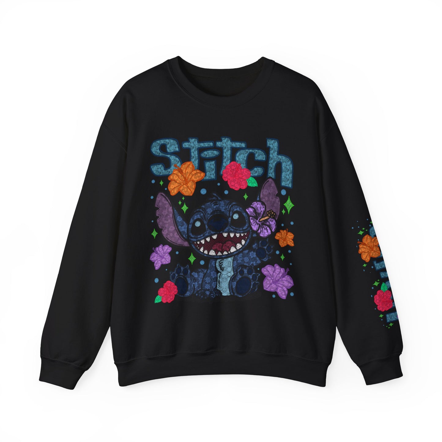 Lace floral stitch Crewneck Sweatshirt