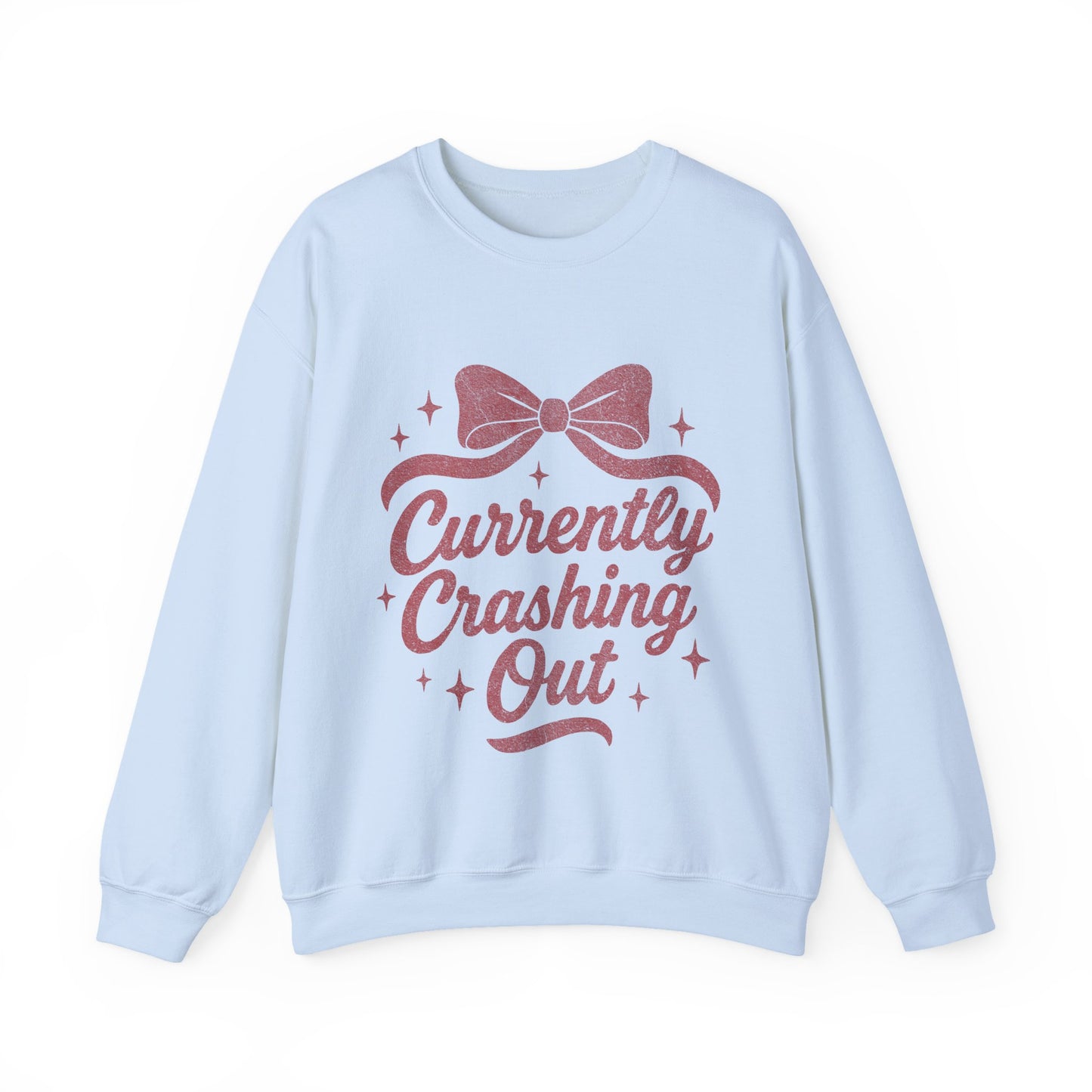 Currently Crashing Out Cozy Retro Bow Crewneck