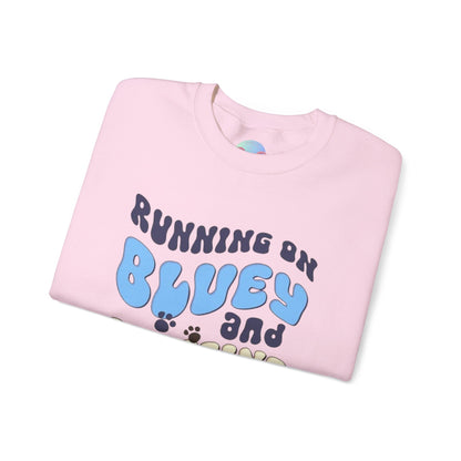 Running on bluey & caffeine Unisex Heavy Blend™ Crewneck Sweatshirt