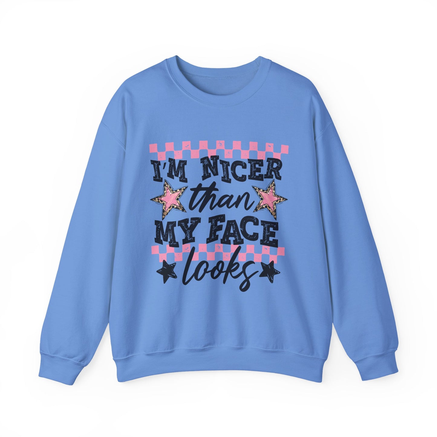 "I'm Nicer Than My Face Looks" Pink Checker Retro Graphic