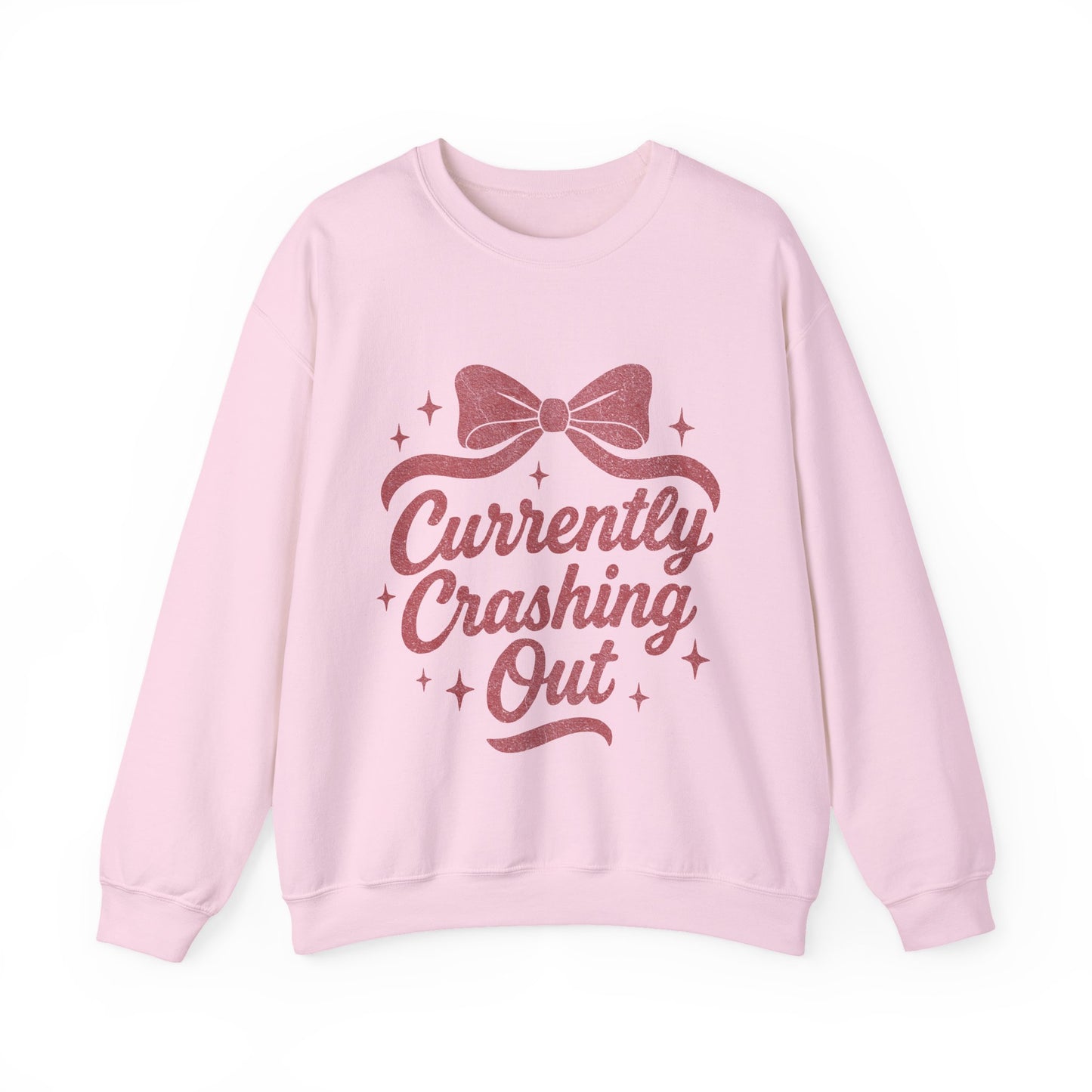 Currently Crashing Out Cozy Retro Bow Crewneck