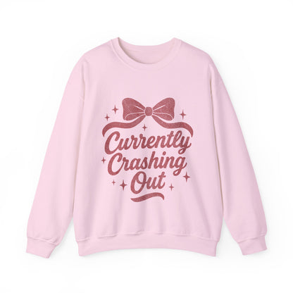 Currently Crashing Out Cozy Retro Bow Crewneck