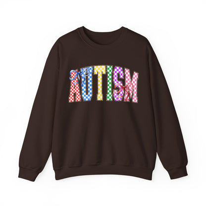 Autism Puzzle Pattern Crewneck Sweatshirt — Colorful Autism Awareness Pullover