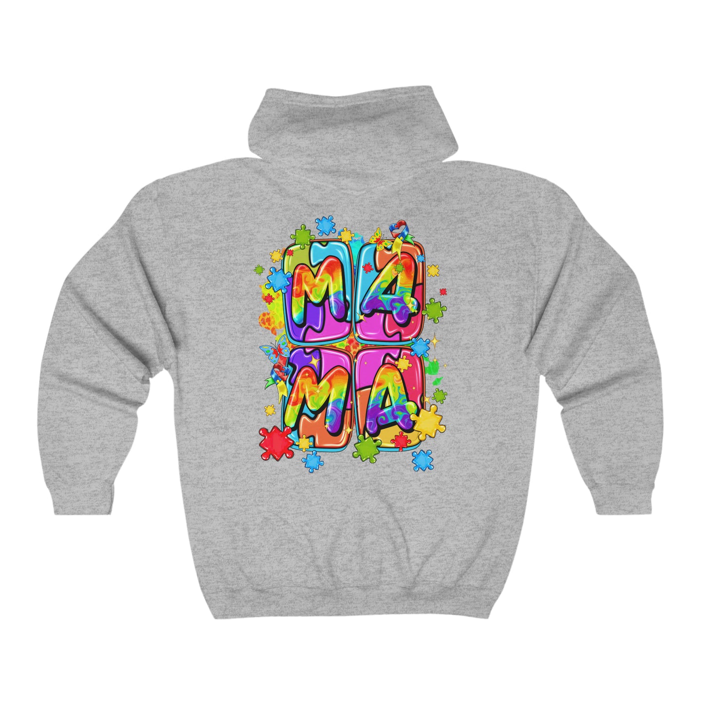 puzzle piece mama Unisex Heavy Blend™ Full Zip Hooded Sweatshirt