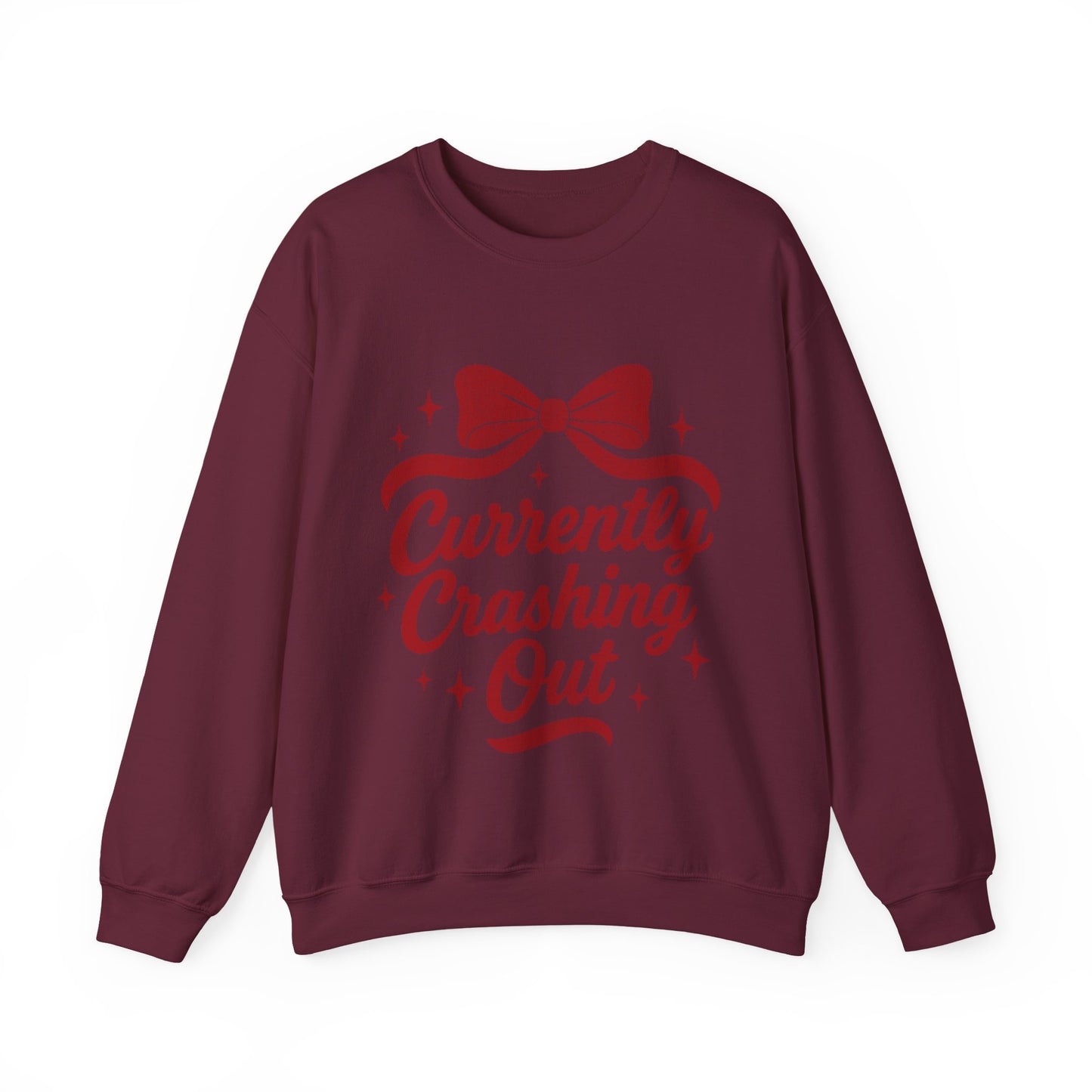 Currently Crashing Out Cozy Retro Bow Crewneck