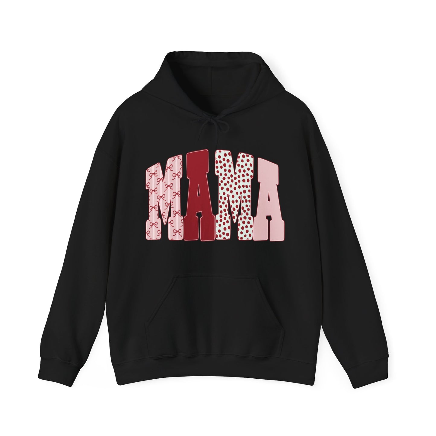 Mama Arc Lettering Hoodie — Pink Patterned Mama Pullover