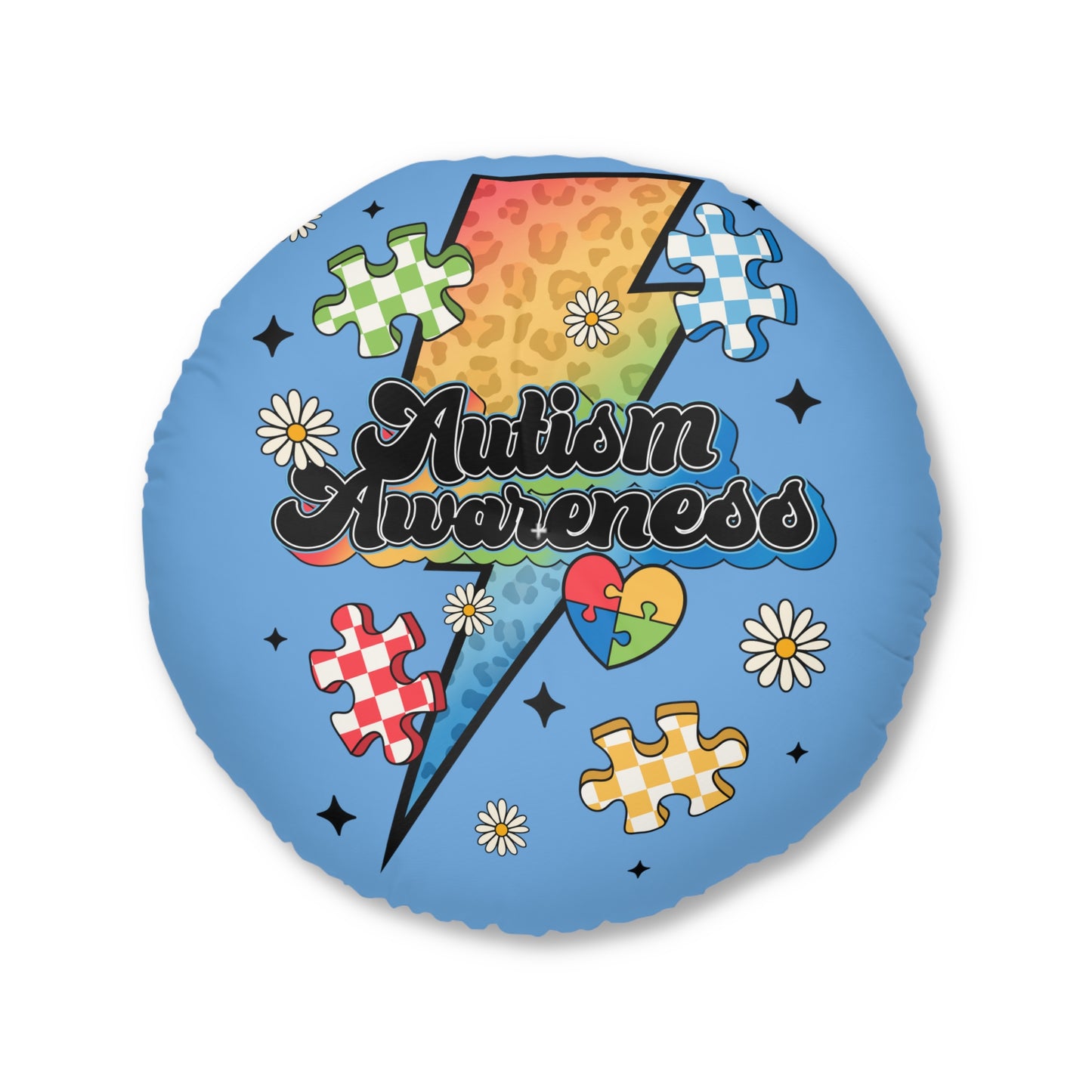 autism awareness Tufted Floor Pillow, Round