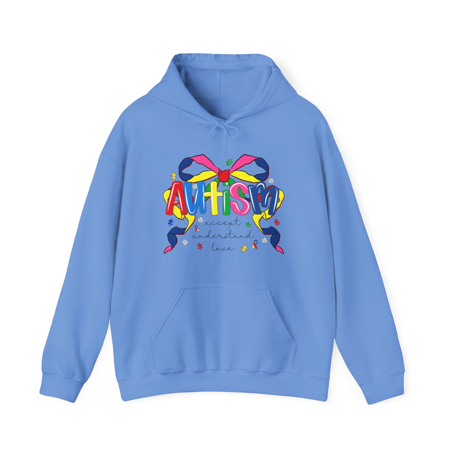 Autism Awareness Ribbon Hoodie — Colorful 'Autism' Support Sweatshirt