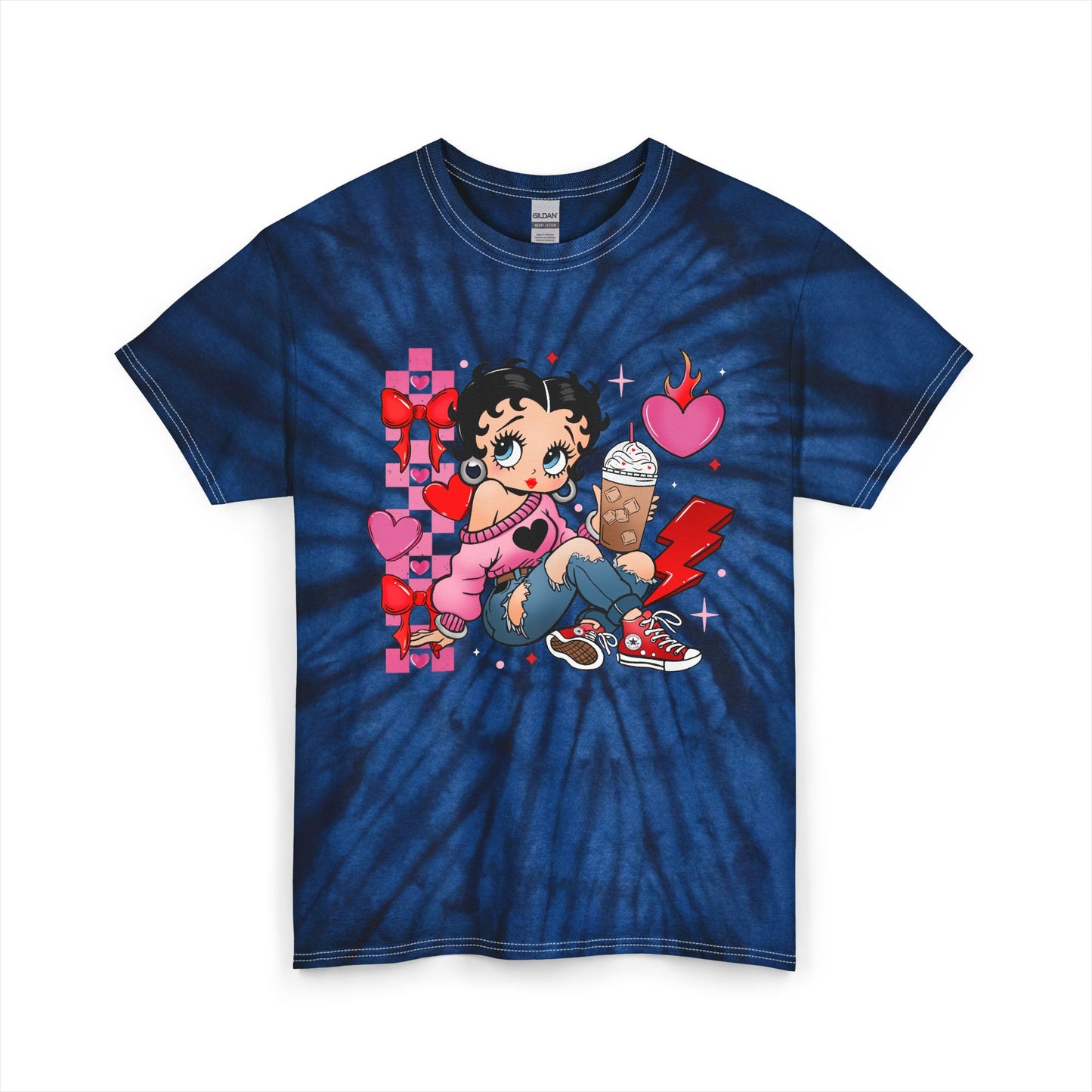 Betty Boop Blue Tie-Dye Tee — Cute Retro Cartoon Graphic Shirt
