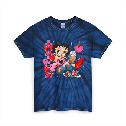 Betty Boop Blue Tie-Dye Tee — Cute Retro Cartoon Graphic Shirt