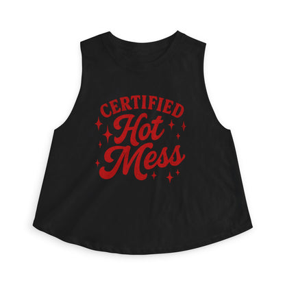 Certified Hot Mess Crop Top — Funny Women's Graphic Tank for Bachelorette, Parties & Casual Wear