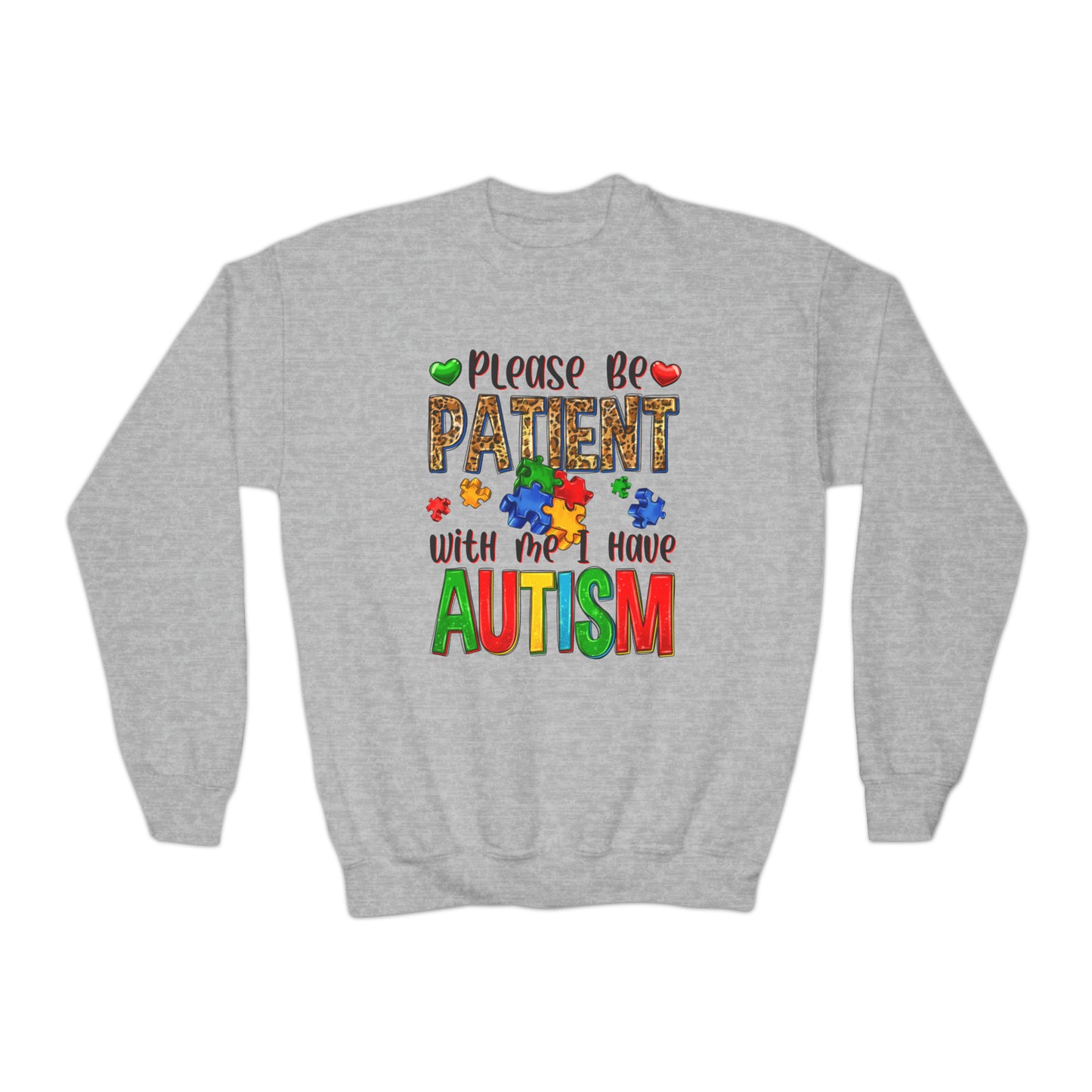 Please be patient I have autism Youth Crewneck Sweatshirt