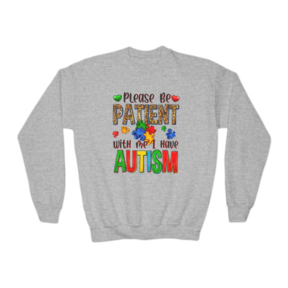 Please be patient I have autism Youth Crewneck Sweatshirt