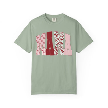 Mama Arch Text T-Shirt — Pink Patterned Mama Tee