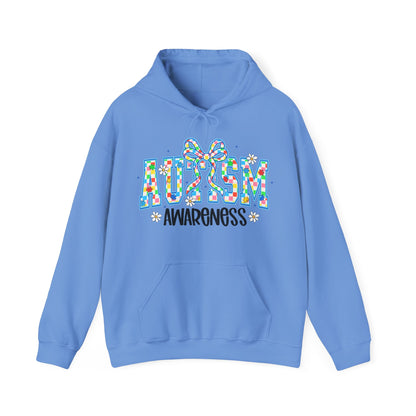 Autism Awareness Hoodie — Colorful Puzzle Ribbon Design