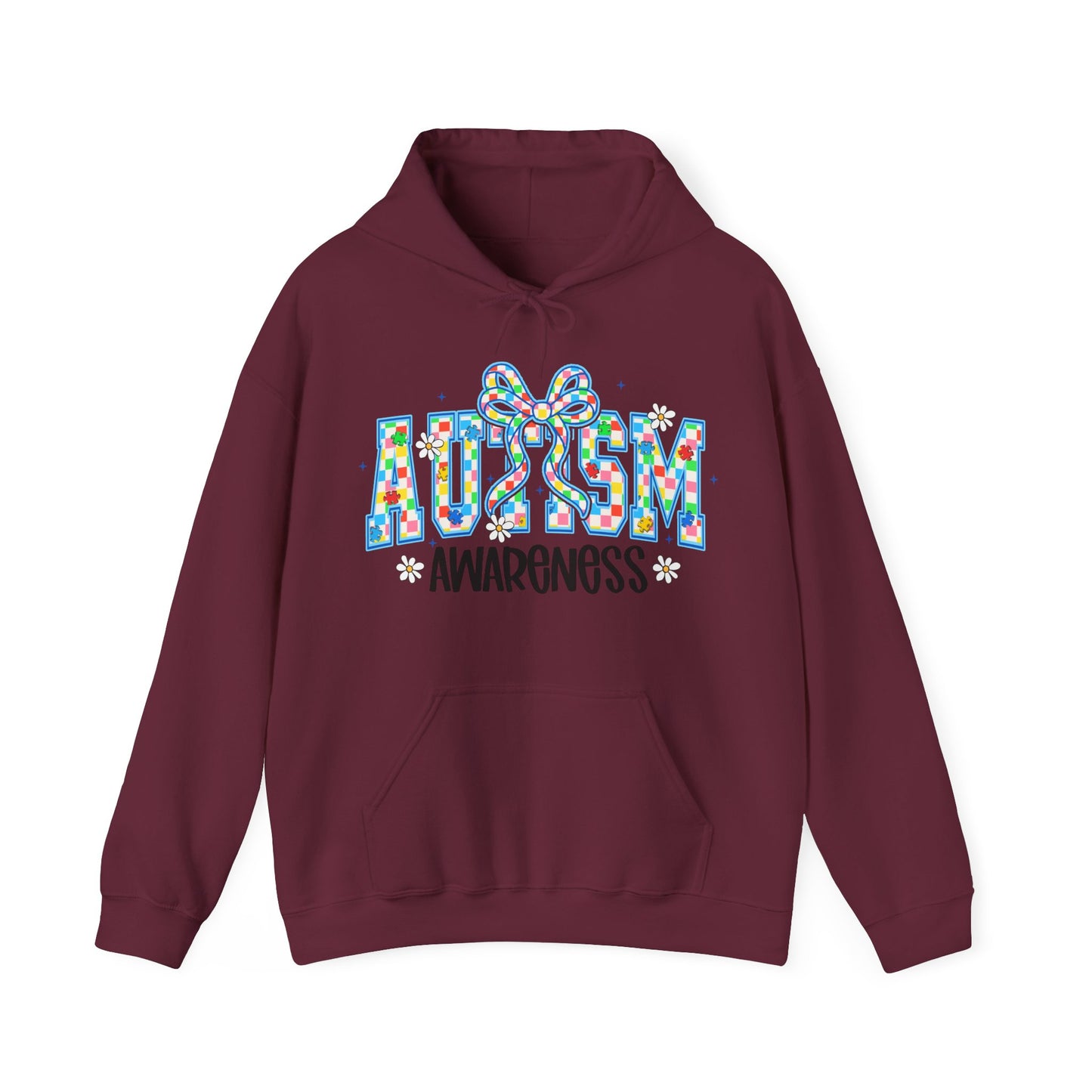 Autism Awareness Hoodie — Colorful Puzzle Ribbon Design