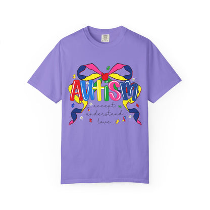 Autism Awareness Ribbon Bow T-Shirt — Accept Understand Love