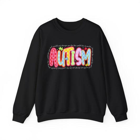 Autism Awareness Crewneck Sweatshirt — Colorful Puzzle Heart Design