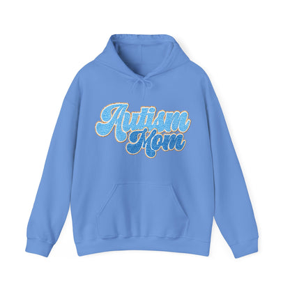 autism mom faux embroidery Unisex Heavy Blend™ Hooded Sweatshirt