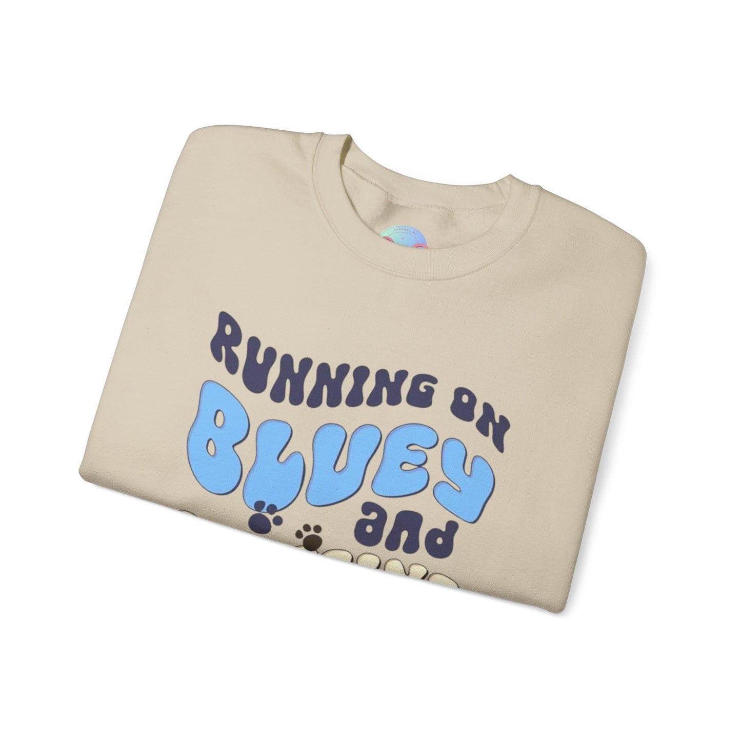 Running on bluey & caffeine Unisex Heavy Blend™ Crewneck Sweatshirt