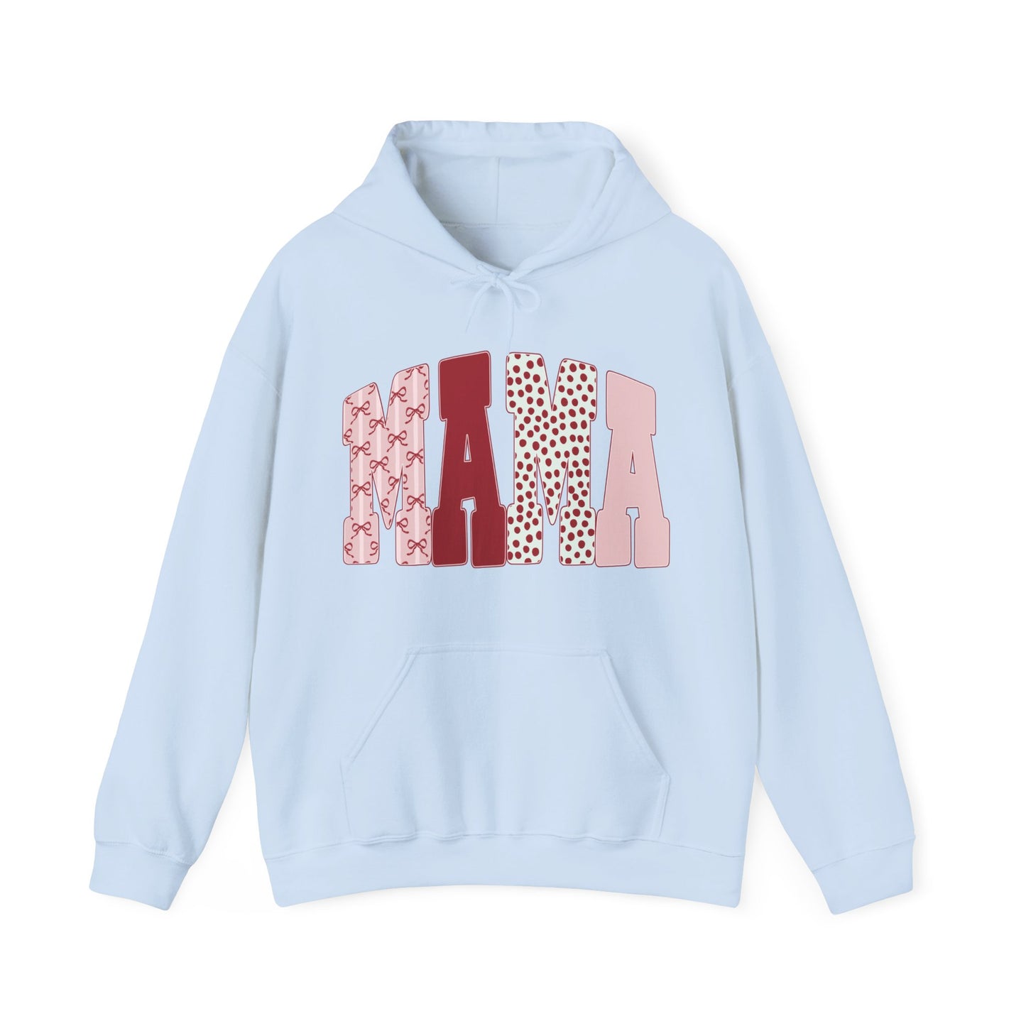 Mama Arc Lettering Hoodie — Pink Patterned Mama Pullover