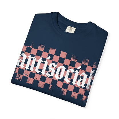 Antisocial Unisex Garment-Dyed T-Shirt | Trendy Graphic Tee, Gift for Introverts, Casual Wear, Street Style, Unique Fashion