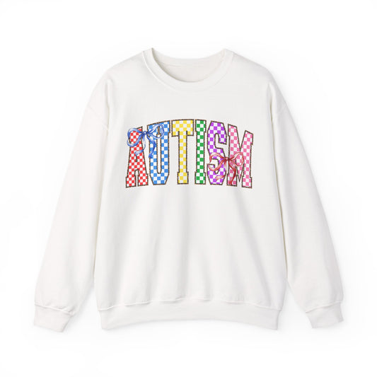 Autism Puzzle Pattern Crewneck Sweatshirt — Colorful Autism Awareness Pullover