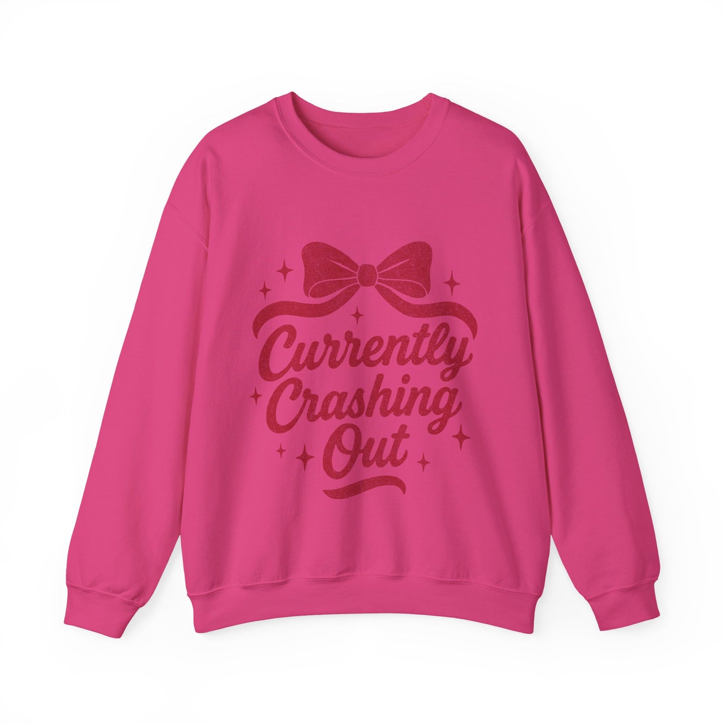 Currently Crashing Out Cozy Retro Bow Crewneck