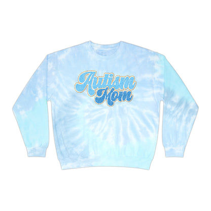 autism mom faux embroidery Unisex Tie-Dye Sweatshirt