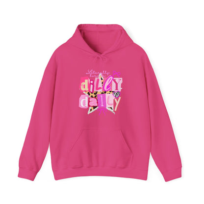 “Daily Gal” Pink Retro Hoodie – Cute Aesthetic Graphic Sweatshirt