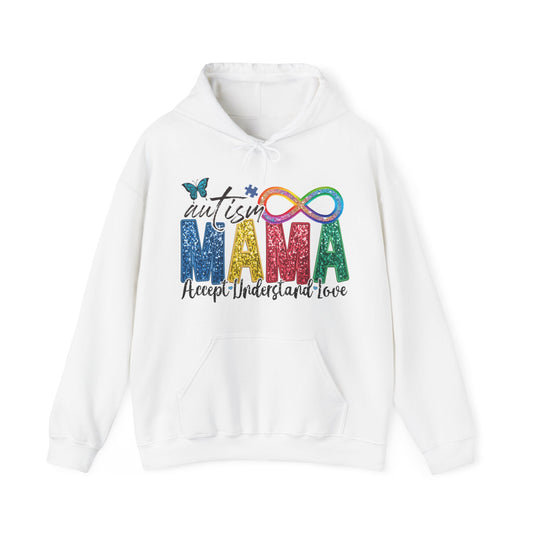 faux embroidery glitter autism mama Unisex Heavy Blend™ Hooded Sweatshirt