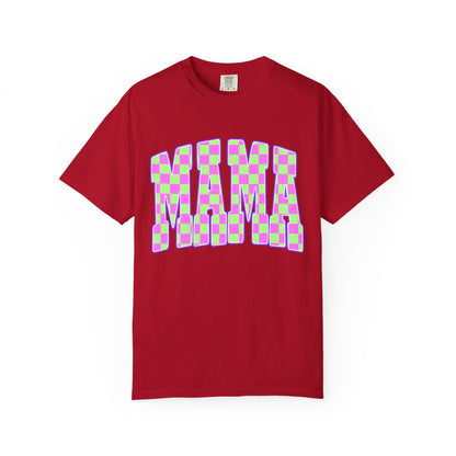 Mama colorful checkered Unisex Garment-Dyed T-shirt