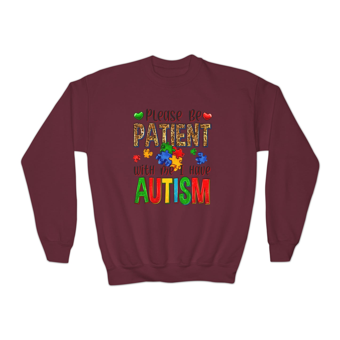 Please be patient I have autism Youth Crewneck Sweatshirt