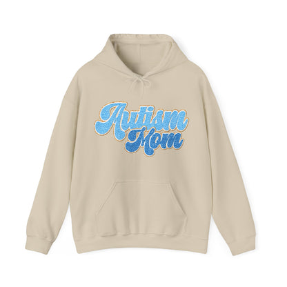 autism mom faux embroidery Unisex Heavy Blend™ Hooded Sweatshirt