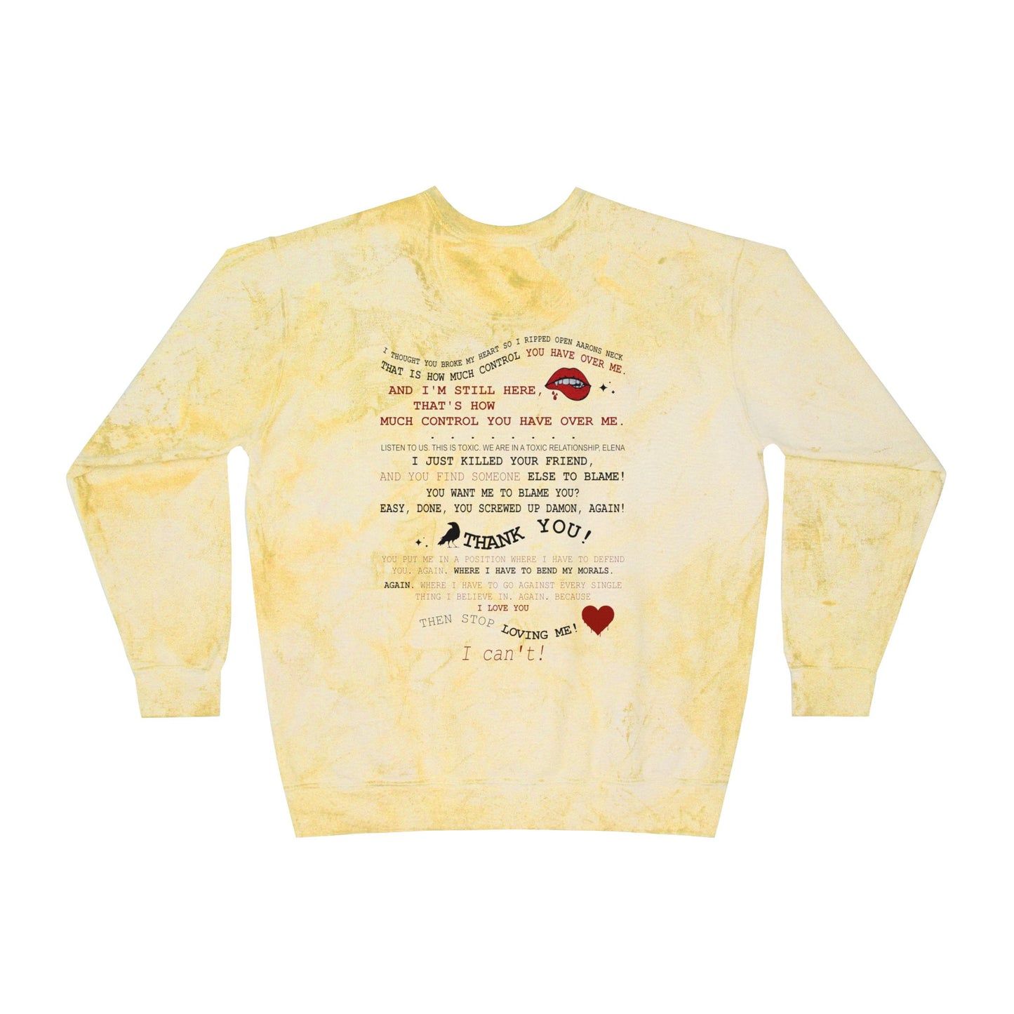 Delena toxic love club Tie-Dye Crewneck Sweatshirt